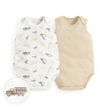 純棉網眼無袖印花包臀衣(2入)-Baby
