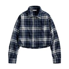 法蘭絨短版襯衫-女