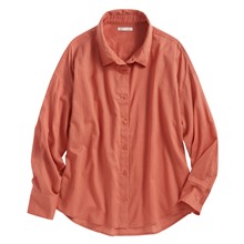 棉質透膚長袖襯衫-女