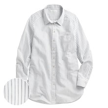 棉麻條紋長版襯衫-女