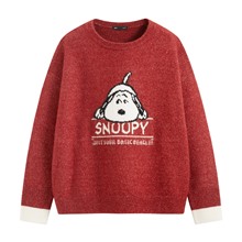 史努比系列粗針混紡毛衣-女