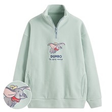 迪士尼系列Fleece寬版半開襟電繡上衣-女