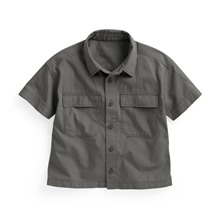 工裝寬版短袖襯衫-童