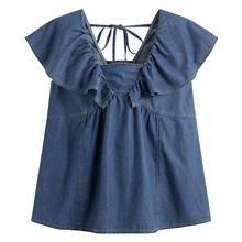 荷葉造型牛仔上衣-女