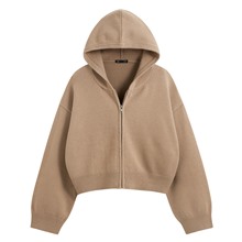 粗針寬版針織連帽外套-女