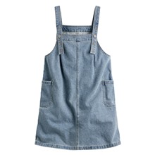 寬鬆牛仔吊帶裙-女