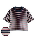 純棉短版條紋T恤-女