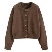 粗針短版開衩針織外套-女