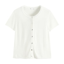 愛心釦短版透膚針織外套-女