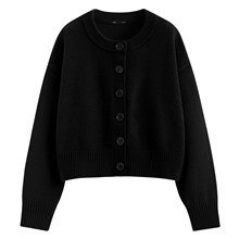 粗針短版開衩針織外套-女