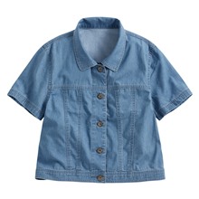 牛仔短袖襯衫式外套-女