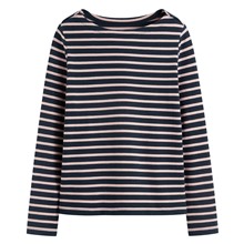 純棉粗紡條紋船型領T恤-女