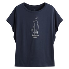 莫代爾寬鬆連袖印花上衣-女