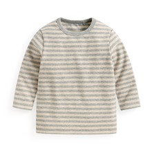 磨毛羅紋條紋圓領T恤-Baby