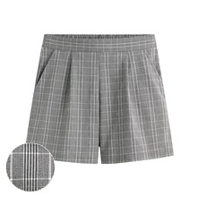 彈力格紋打褶短褲-女