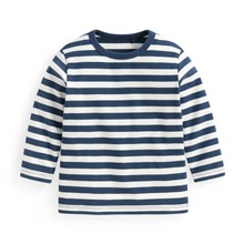 磨毛羅紋條紋圓領T恤-Baby