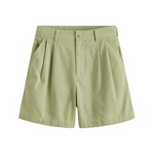 棉麻打褶短褲-女