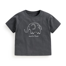 竹節棉寬鬆動物印花T恤-童