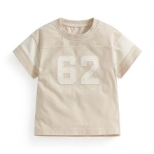 純棉文字寬版拼接T恤-Baby