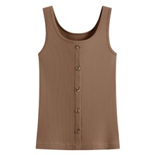 羅紋方領鈕釦背心-女