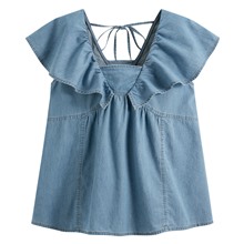 荷葉造型牛仔上衣-女