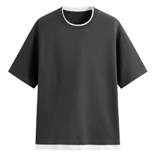 棉質立體織紋配色T恤-男