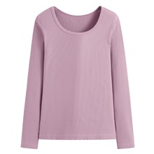 羅紋U領長袖T恤-女