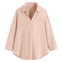 嫘縈開領七分袖襯衫-女