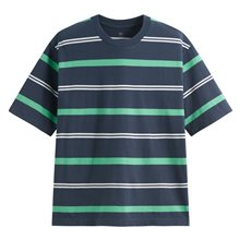 純棉寬版條紋圓領T恤-男