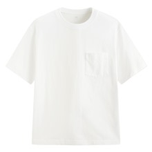純棉厚寬版口袋五分袖T恤-男