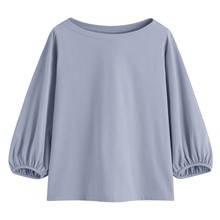 絲光棉寬鬆船領七分袖上衣-女