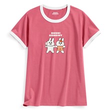 Bunni Konbiny羅紋配色印花T恤-04-女