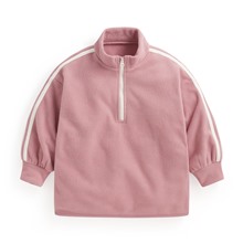 Fleece側邊線條半開襟寬版上衣-童