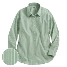 柔棉條紋長袖襯衫-女