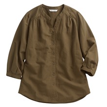 棉麻七分袖襯衫-女