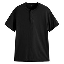 竹節棉亨利領T恤-男