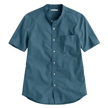 柔棉立領短袖襯衫-男