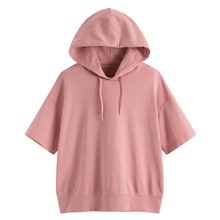 純棉厚寬版連帽上衣-女