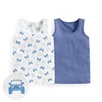 純棉網眼印花背心(2入)-Baby