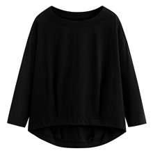 絲光棉寬版落肩九分袖上衣-女