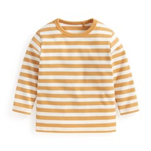磨毛羅紋條紋圓領T恤-Baby