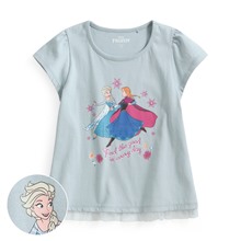 迪士尼系列網紗拼接印花T恤-12-童