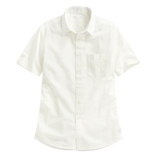 棉麻短袖襯衫-男