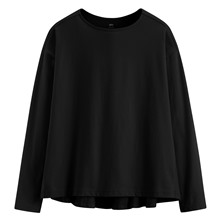 柔滑棉後傘狀長袖上衣-女