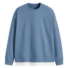 毛圈假兩件寬版上衣-男