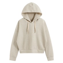 華夫格寬短版連帽上衣-女