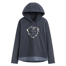 假兩件印花連帽T恤-女