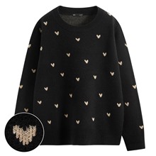 寬版愛心圓領毛衣-女