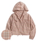 輕薄格紋連帽外套-女