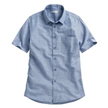 棉麻短袖襯衫-男